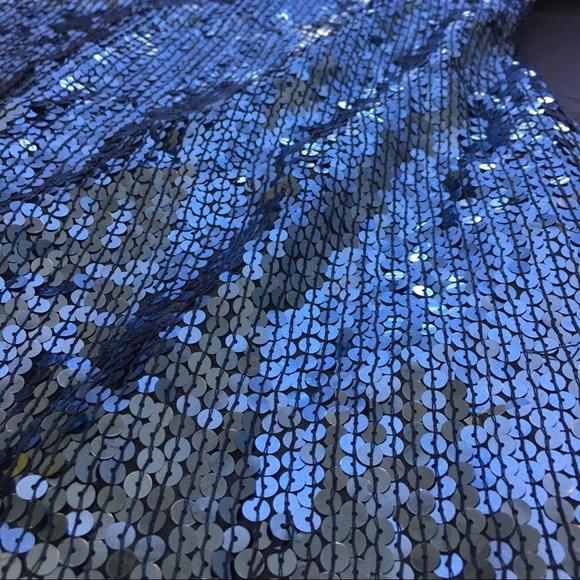 Scala Silk Blue Sequin Sheath Dress S - Picture 2 of 6